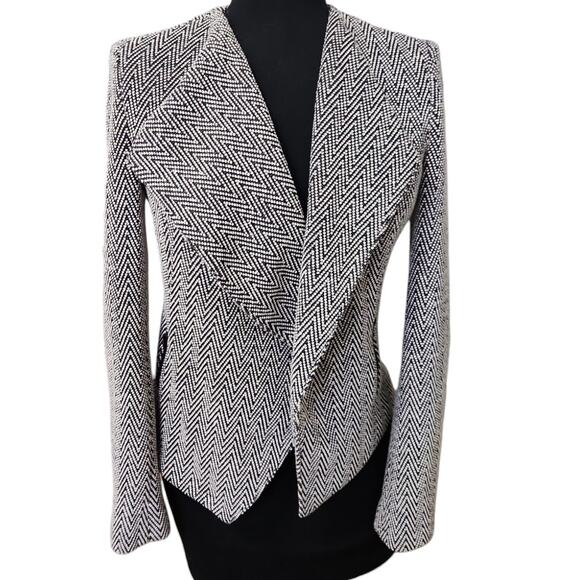 Halogen Blazer Black and White Knit Chevron Pattern Size XS - Picture 1 of 10